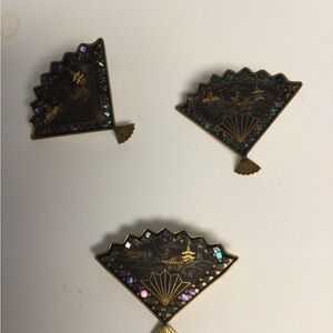 Artistic Fan-Shaped Brooch Trio